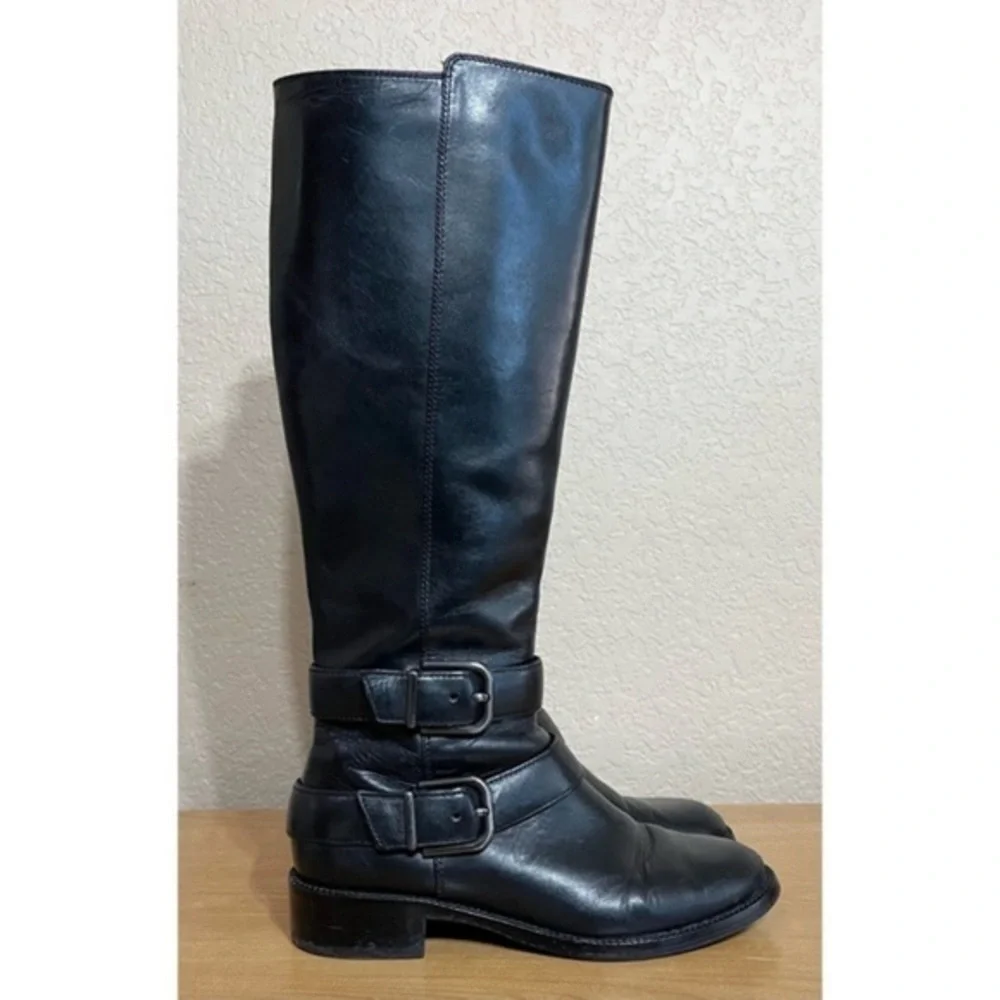 Via Spiga Bernadette Black Leather Riding Tall Boots